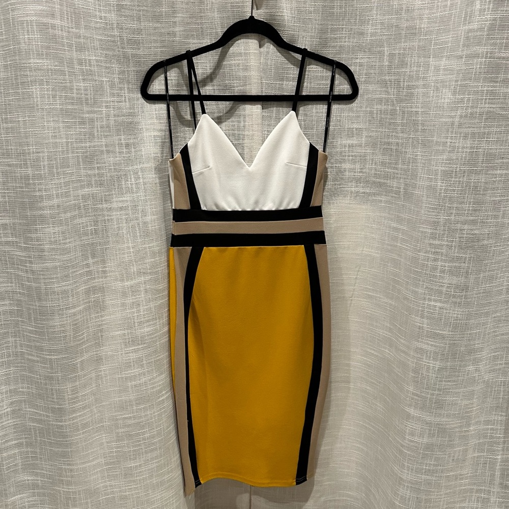 Yellow and White Midi Dress